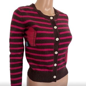 Vintage Mickey Mouse Cardigan Striped Wool Sweater